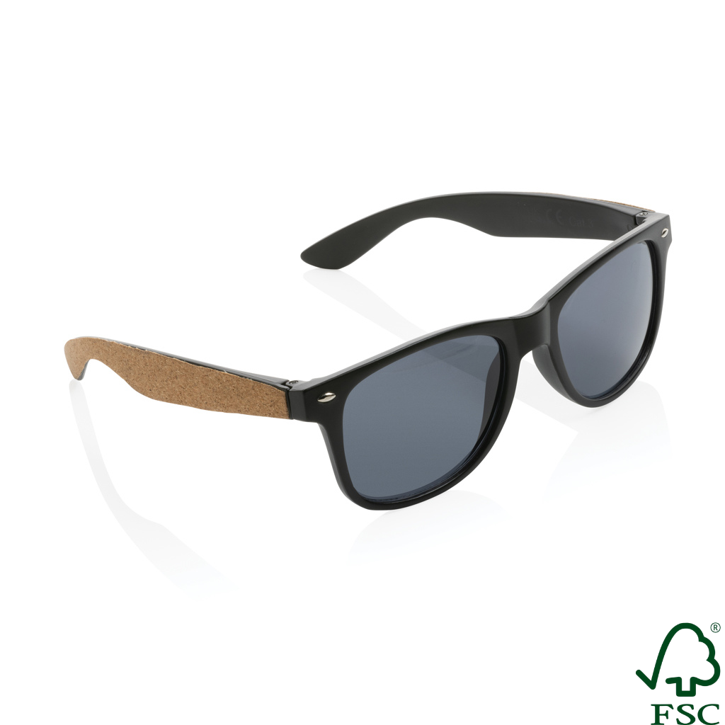 GRS recycled PC plastic sunglasses with cork