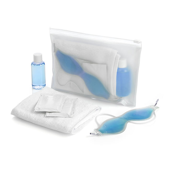 Blue Spa Set in a Frosted & White PVC Pouch