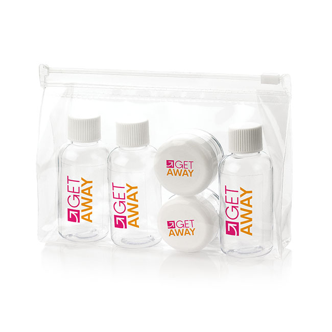 6 Piece Airline Travel Pack, White Caps
